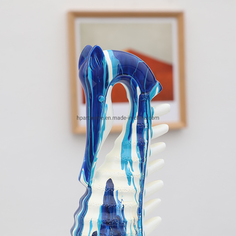 Modern Art Hand Painting Resin Sea Horse Sculpture Home Desktop Ornament
