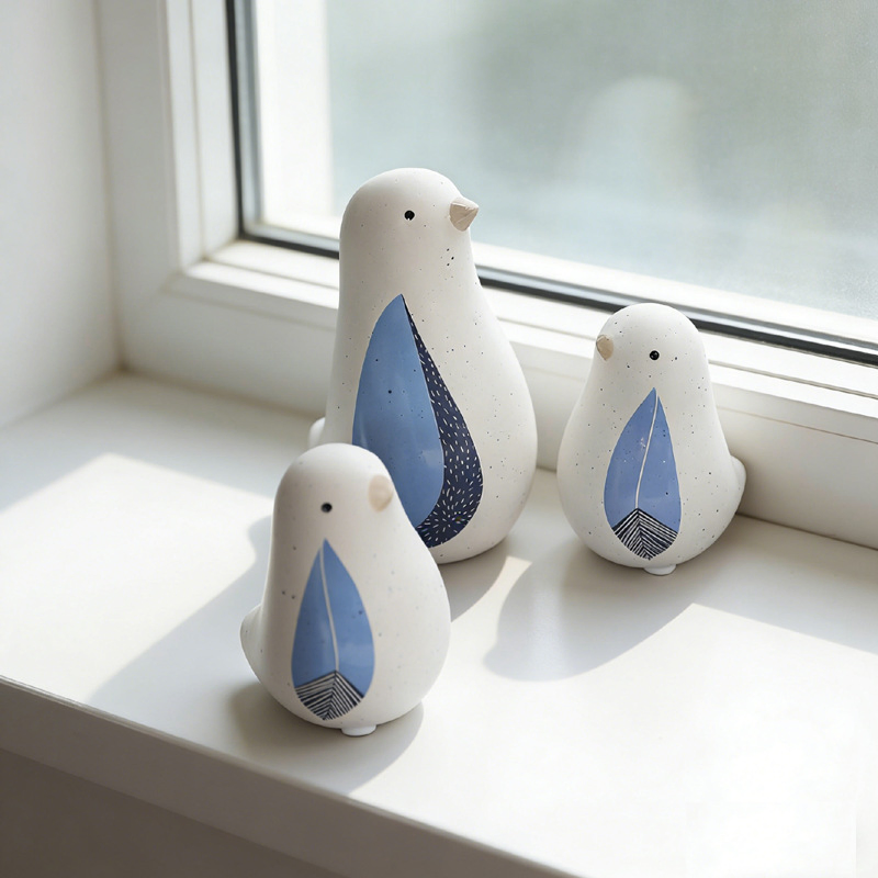 Nordic Modern Ceramic Blue Bird Home Decor Minimalist Shelf Figurine Creative Living Room Entryway Wine Cabinet Ornament