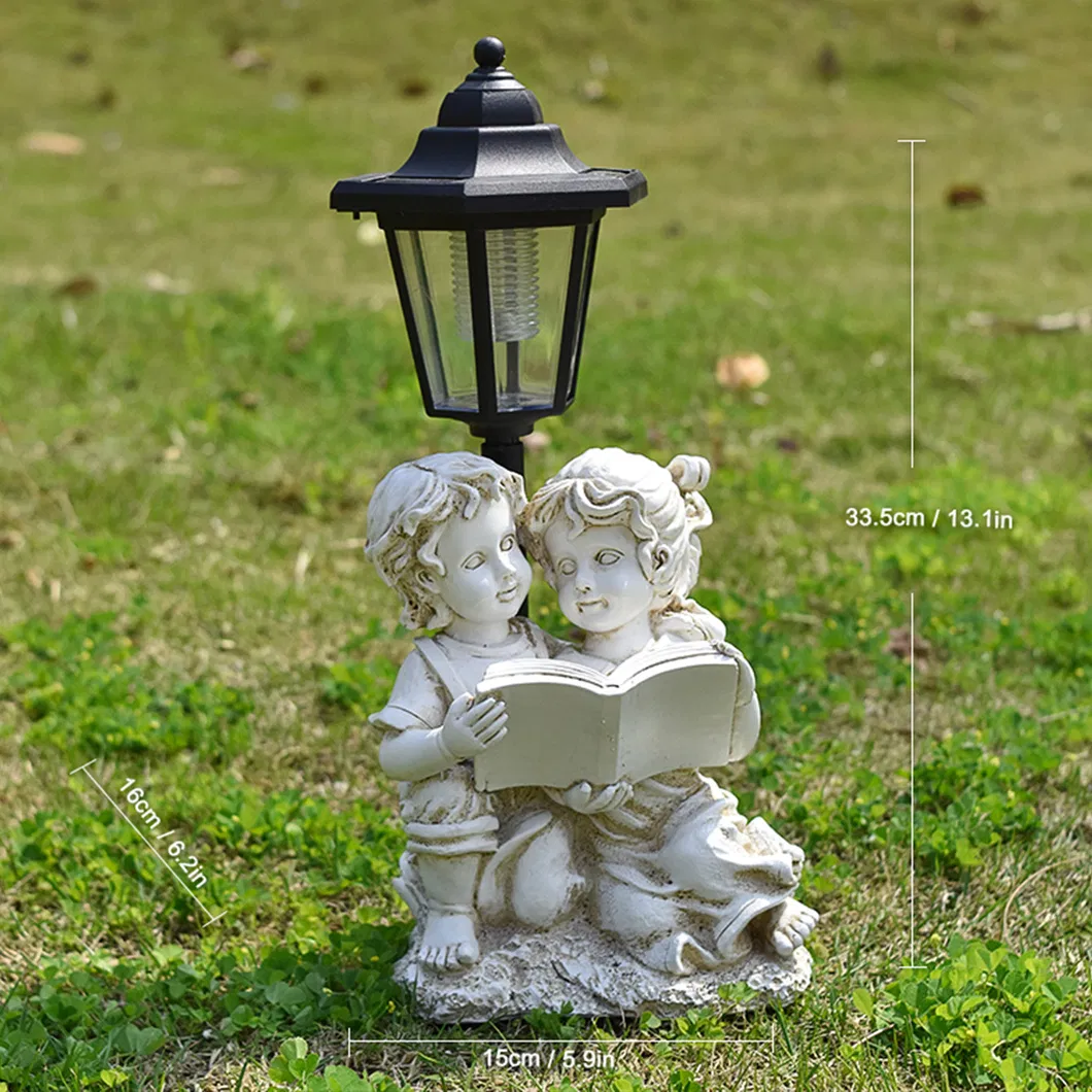 Resin Courtyard Solar Outdoor Lamp Statue Ornament
