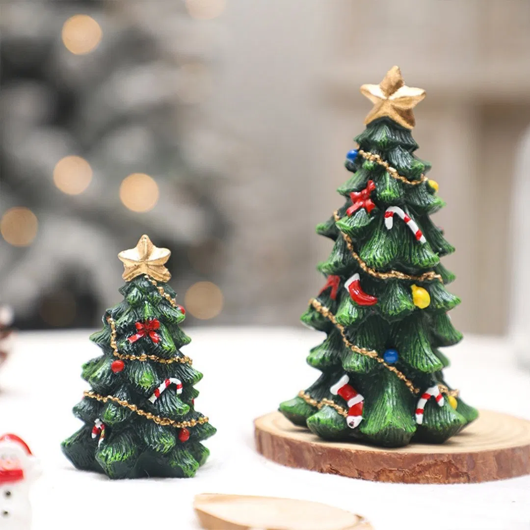 Hot Selling Resin Christmas Tree European Style Desktop Party Mini Christmas Tree Decoration Ornaments in Stock Wholesale