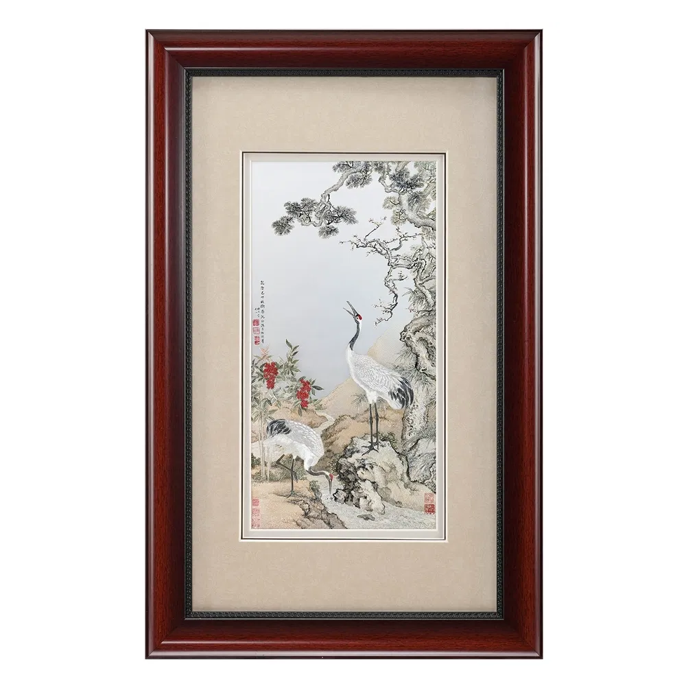 Giuseppe Castiglione Double Crane Silver Decorative Crafts Luxury Wall Art