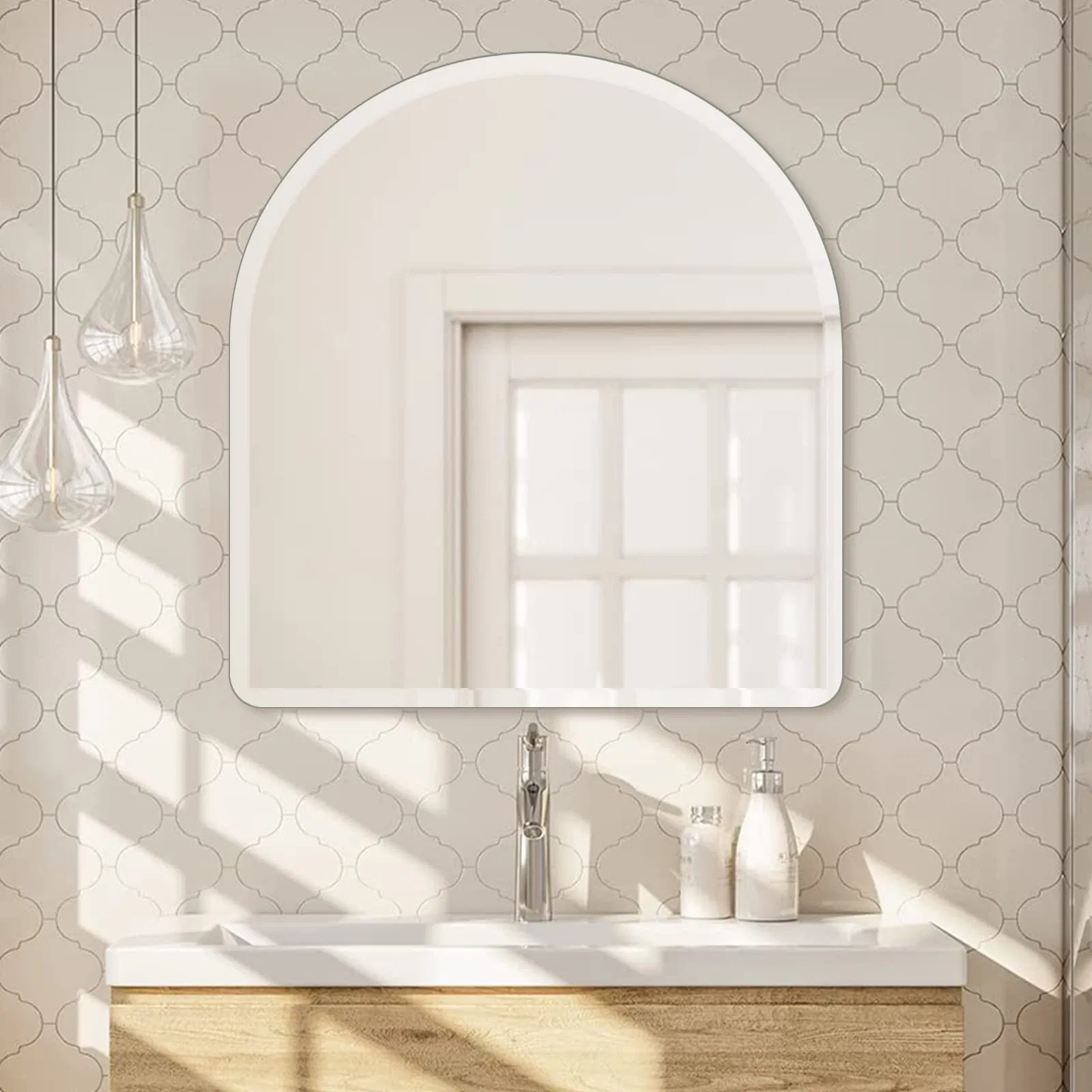 Wholesale Salon Hotel Home Decorative Smart Mirror Full Length Make-up Wall Mounted Beveled Frame Frameless Dressing Vanity Bathroom Mirror