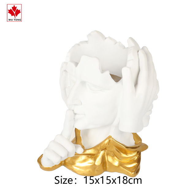 Custom Modern Human Face Sculpture Keep Silent Not Seen Not Hear Statue Home Decoration