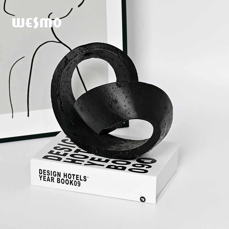 Creative Irregular Geometric Tabletop Ornament Pieces Design Resin Black Curly Shapes for Modern Minimalist Home Decor