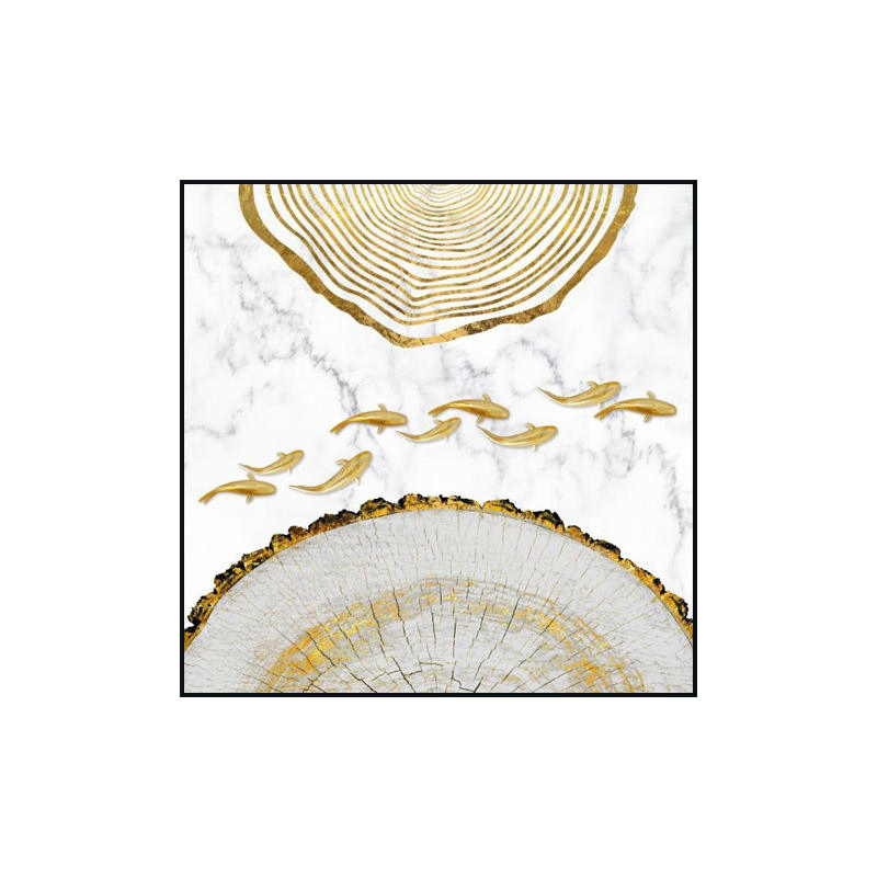 Nordic Style Home Decor Three-Panel Crystal Porcelain Landscape Wall Hanging Glass Decoration Canvas Support Base