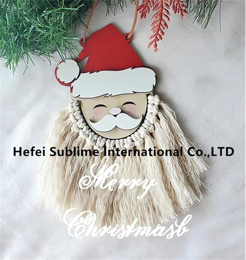 Santa Claus Tassel Pendant, Personalized Cute Santa's Beard Laser Cut Macrame Ornament