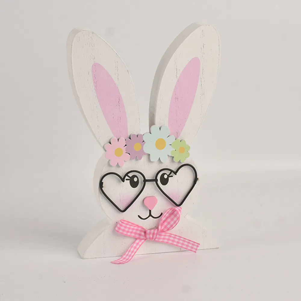 Wooden Easter Happy Rabbit Home Decorative and Party Tabletop Ornaments