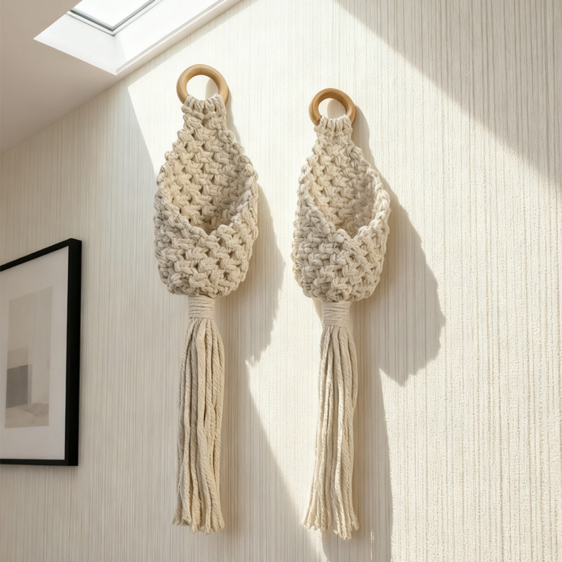 Bohemian Macrame Plant Hanger Cotton Rope Woven Hanging Basket Wall Decor Plant Pot Holder Home Decor Living Room Bedroom