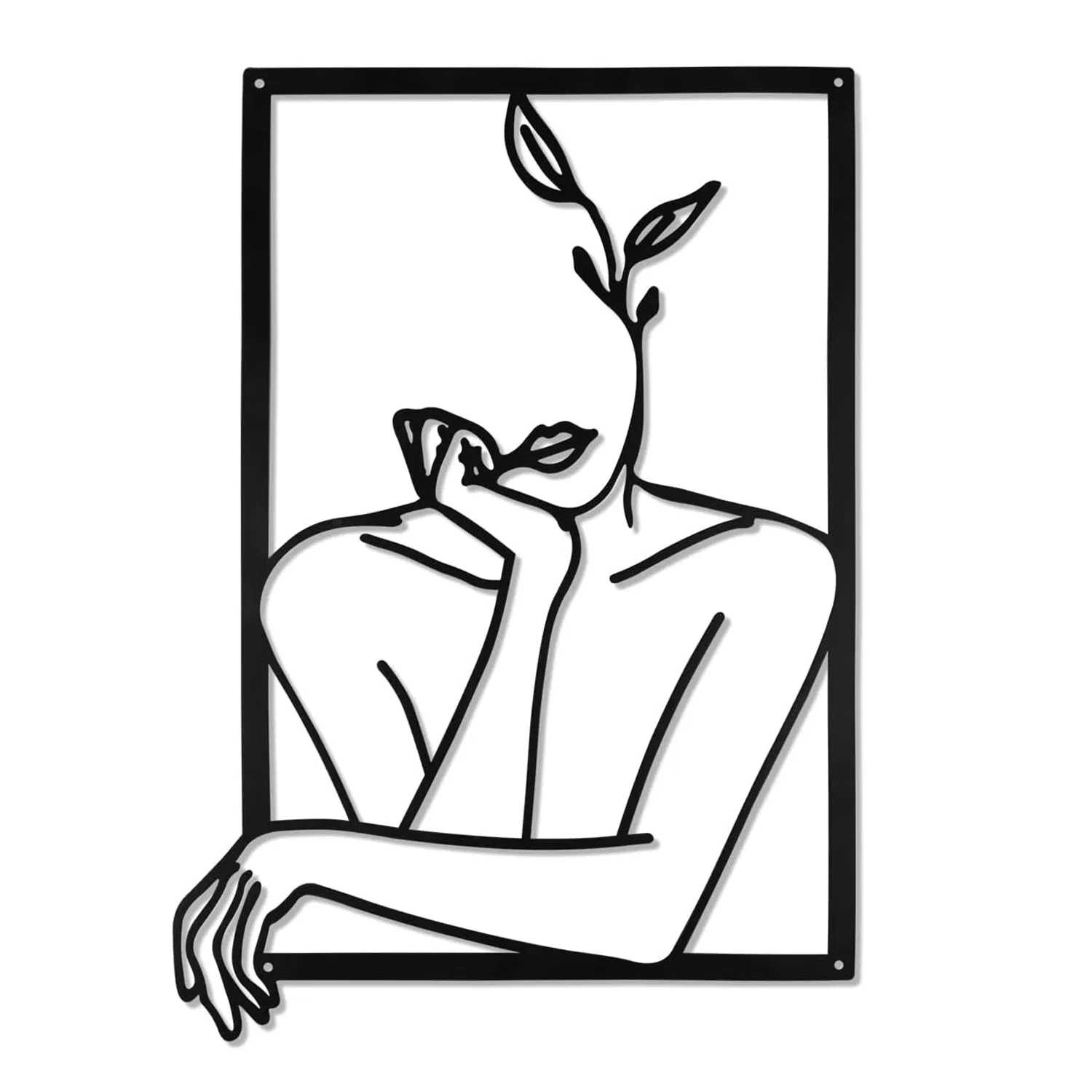 Minimalist Black Metal Wall Hanging Line Female Wall Modern Abstract 3D Art