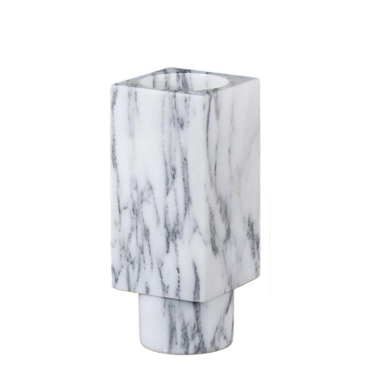 Sinotopstone Decorative White Marble Vases Vessel Sculpture Arabescato Marble Vase