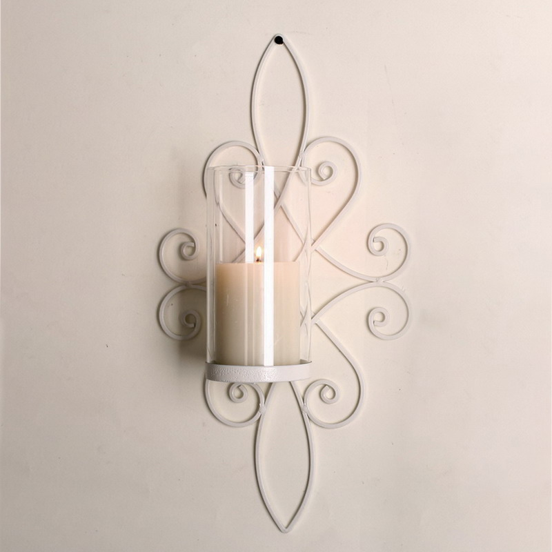 Metal Wall Sconce Decoration Candle Holder White