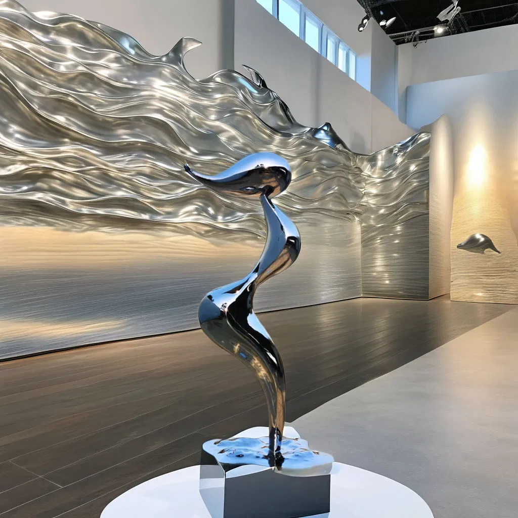 Luxury Hand-Forged Stainless Steel Sculpture - Mirror Polished Modern Art Piece for Home/Office Decor