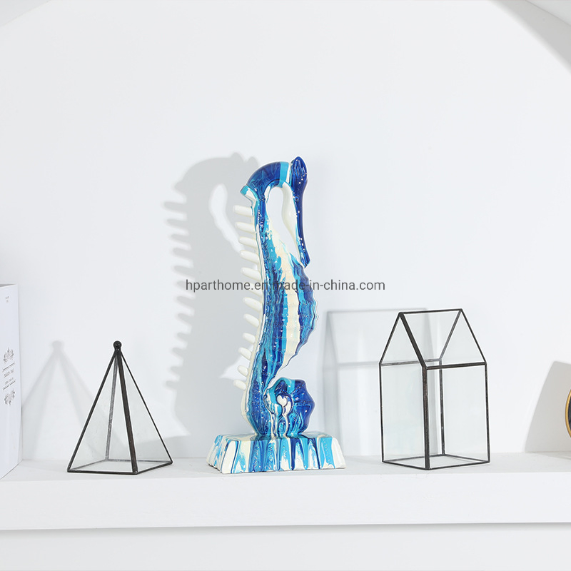 Modern Art Hand Painting Resin Sea Horse Sculpture Home Desktop Ornament