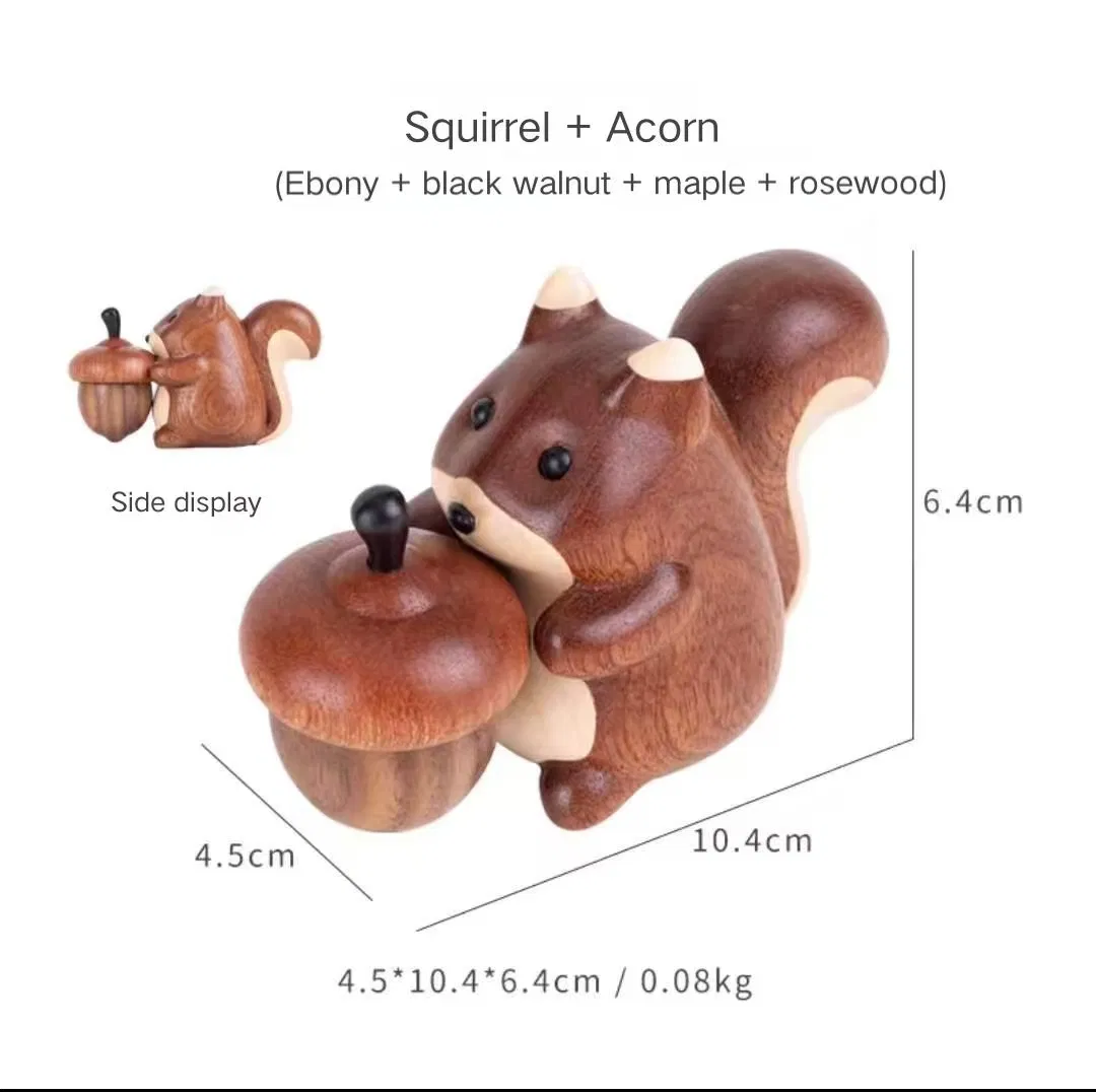 Hand-Carved Rosewood Squirrel Desk Decor