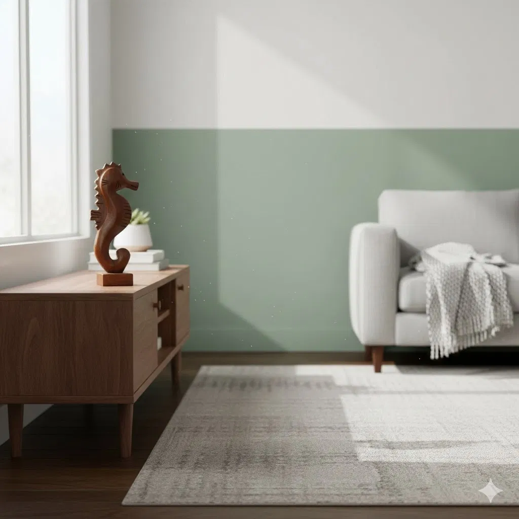 Carved Teak Sea Horse Decor, Nautical Tabletop Accent Home Decor