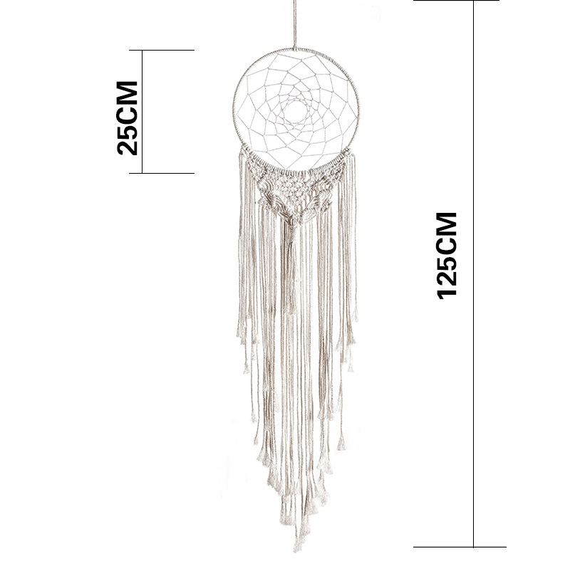 Dreamcatcher Boho Beige Tassels Macrame Craft Handmade Wall Hanging Decoration