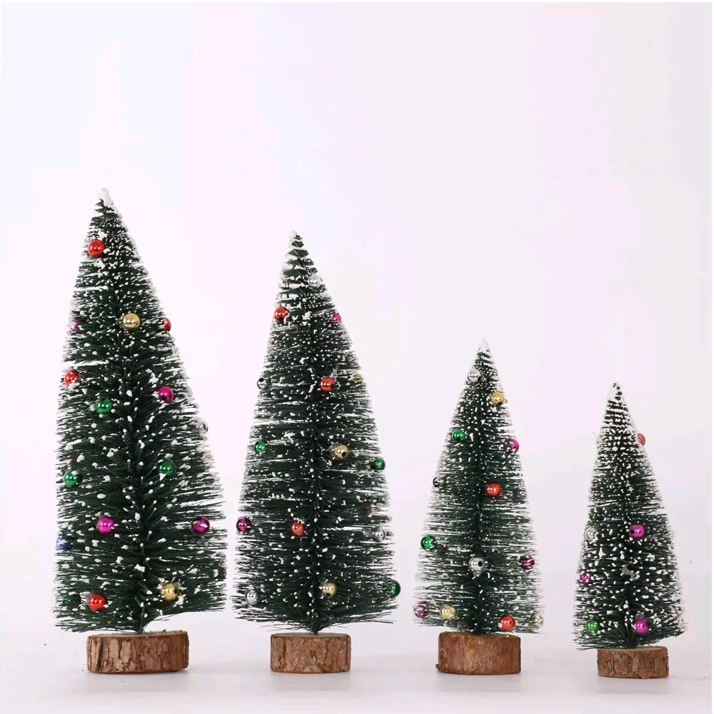 2025 Desktop Colorful Pine Needles Sprinkled with Powder Mini Christmas Tree Decorations