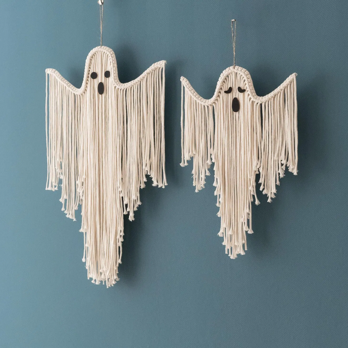 Halloween Macrame Ghost Spooky Wall Hanging for Gothic Decor