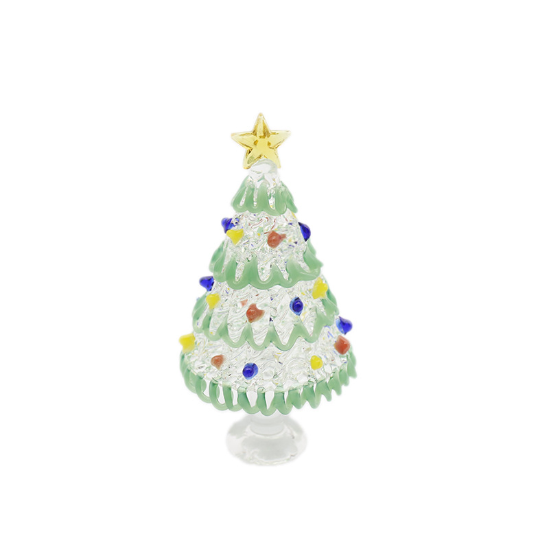 Christmas Decoration Gifts Mini Christmas Tree Home Desktop Trinkets DIY Glass Handicrafts