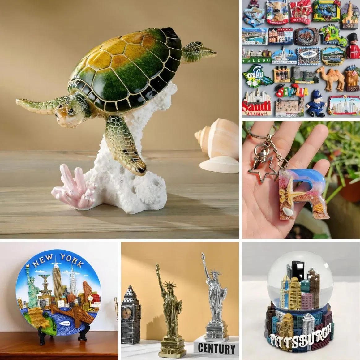 Wholesale Price OEM Manufacturer Tourist Gifts Fridge Magnets Decorative Plates Water Snow Globes Buildings Plastic Polyresin Crafts Poly Resin Souvenir Factory