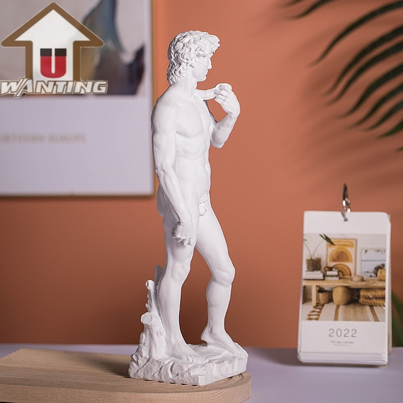 Minimalist Nordic Modern Home Decoration Resin Pure White David Sculpture Small Ornaments