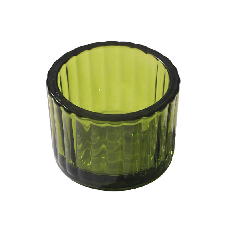 Wholesale Handmade Elegant Lantern Jar Vertical Stripe Glass Candle Cup Holder Eco Friendly Home Decoration Weddings