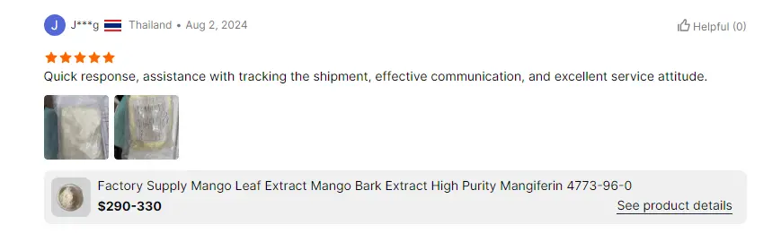Customer review screenshot — verified Bieyouth Biotech buyer testimonial