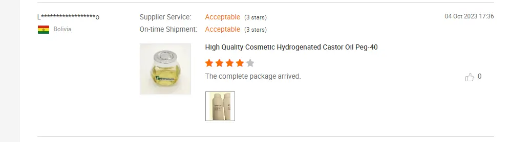 Customer review screenshot — verified Bieyouth Biotech buyer testimonial