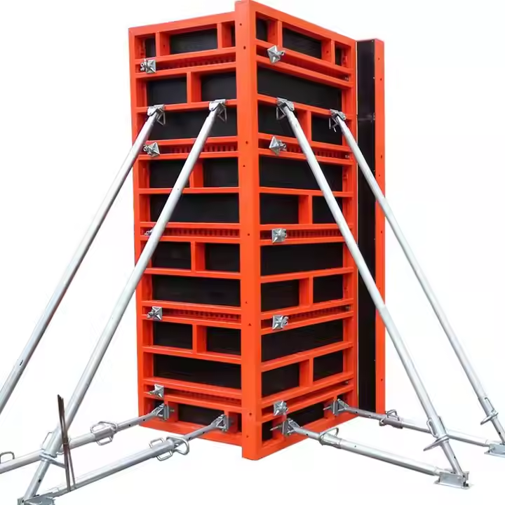 Construction Adjustable Arced Wall Column Steel Formwork System with H20 Timber Beam and Plywood for Concrete