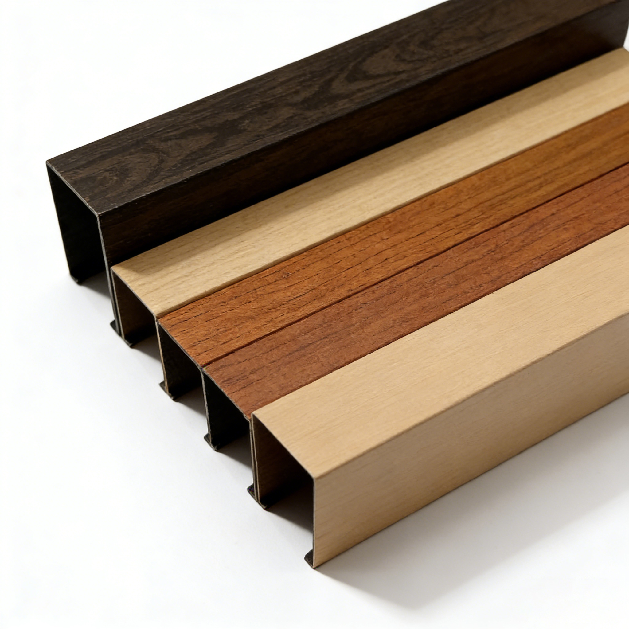 Interior Partition 50x100mm Hollow Aluminum Wood Grain Plastic Beams, Wood Grain Square Columns