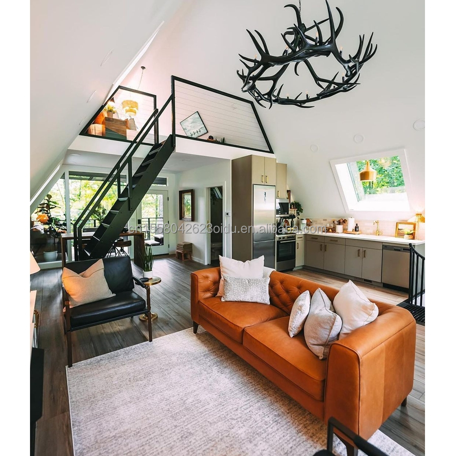 Modern Two-Storey Luxury Villa Fast-Install Steel Structure Prefabricated A-Frame House Triangle Container Design Style Luxury