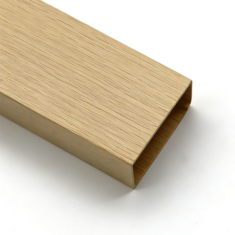 Interior Partition 50x100mm Hollow Aluminum Wood Grain Plastic Beams, Wood Grain Square Columns