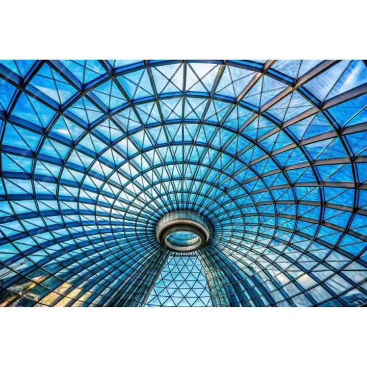 Lightweight Prefabricated Curved Steel Truss Dome Roof Metal Space Frame Structure Warehouse Bending Cutting Welding Building
