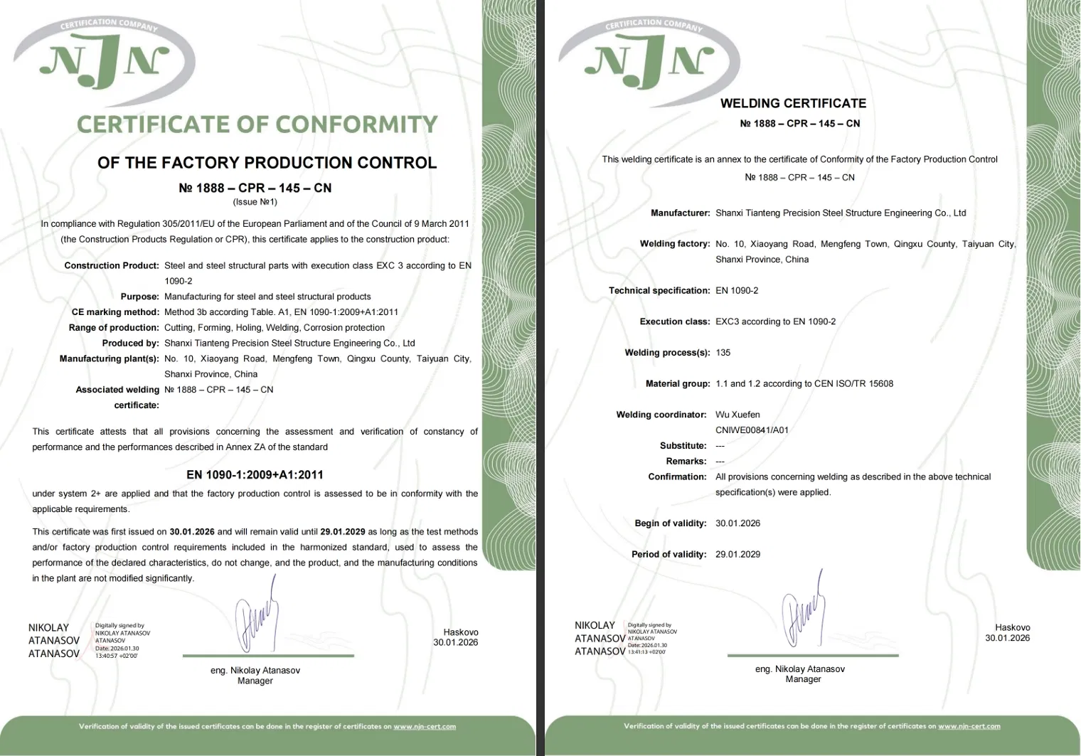 ISO CE Certificates
