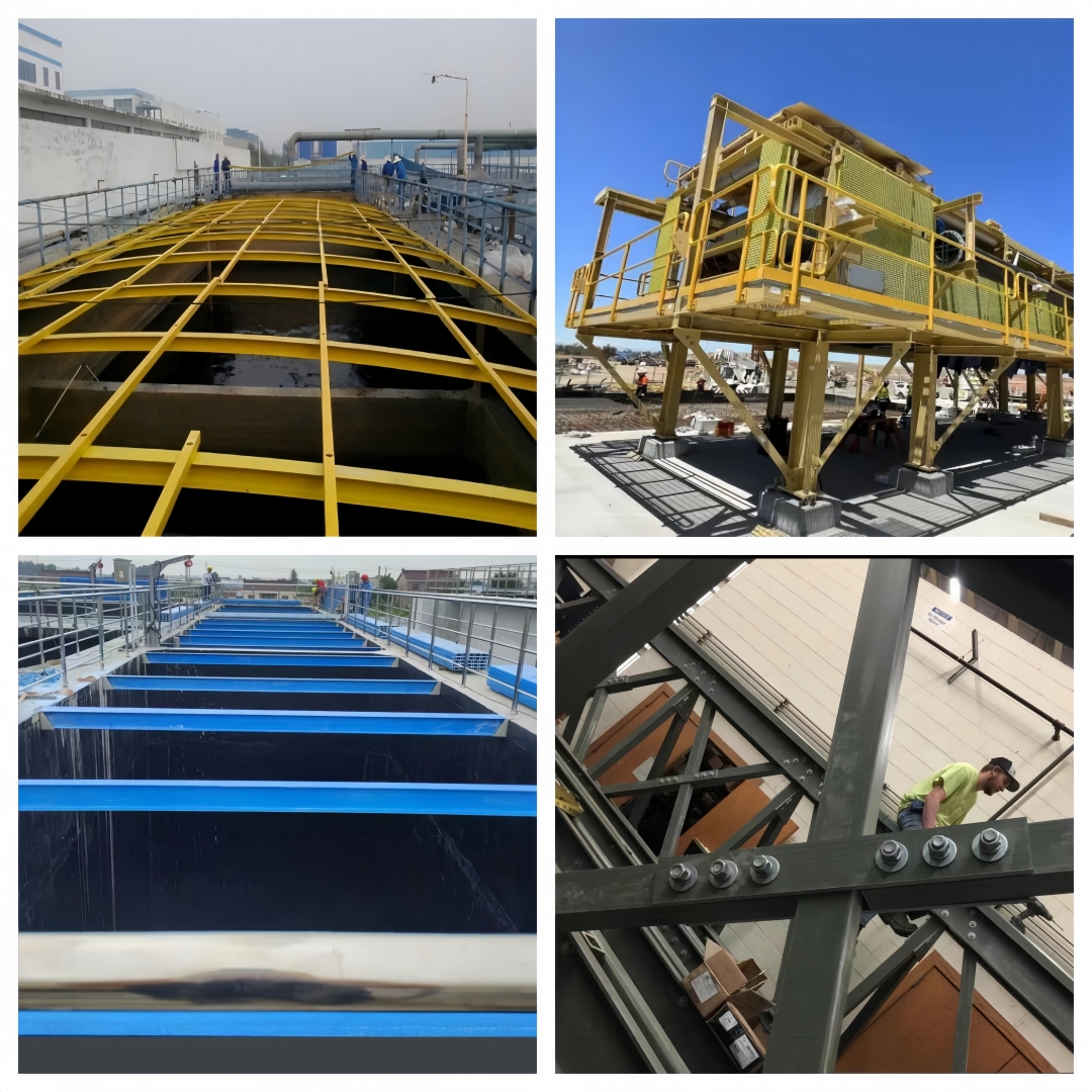 Heavy Loading Capacity Pultruded GRP H Beam 150*150mm 200*200mm Replacement For Steel Beam Structural Reinforcement