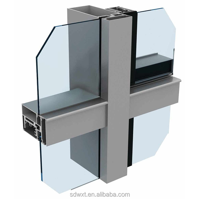 Building Facade Aluminum Glass Built Curtain Wall Hidden Capped Spandrel Unitized Facade