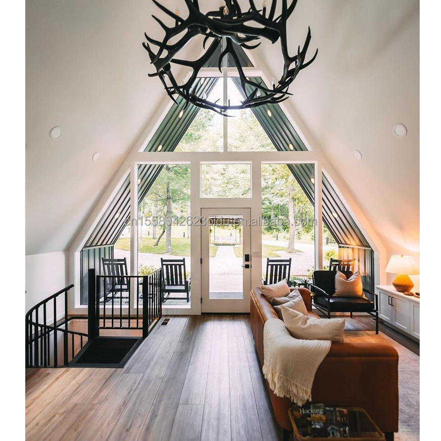 Modern Two-Storey Luxury Villa Fast-Install Steel Structure Prefabricated A-Frame House Triangle Container Design Style Luxury