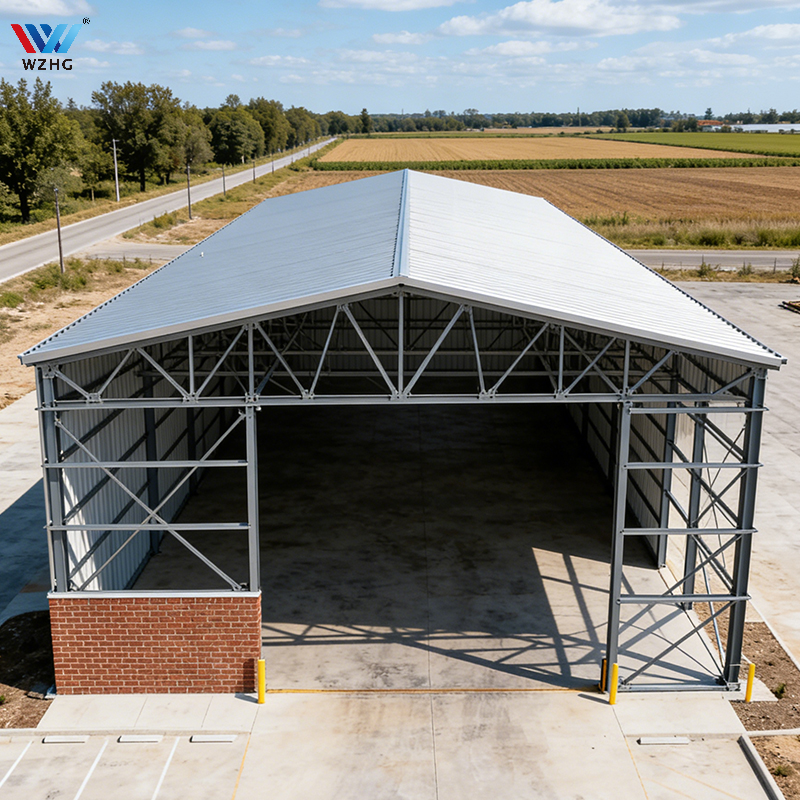 Durable Semi Open Steel Structure Warehouse as Machinery Storage and Parking Space for Factories Semi Open Steel Structure