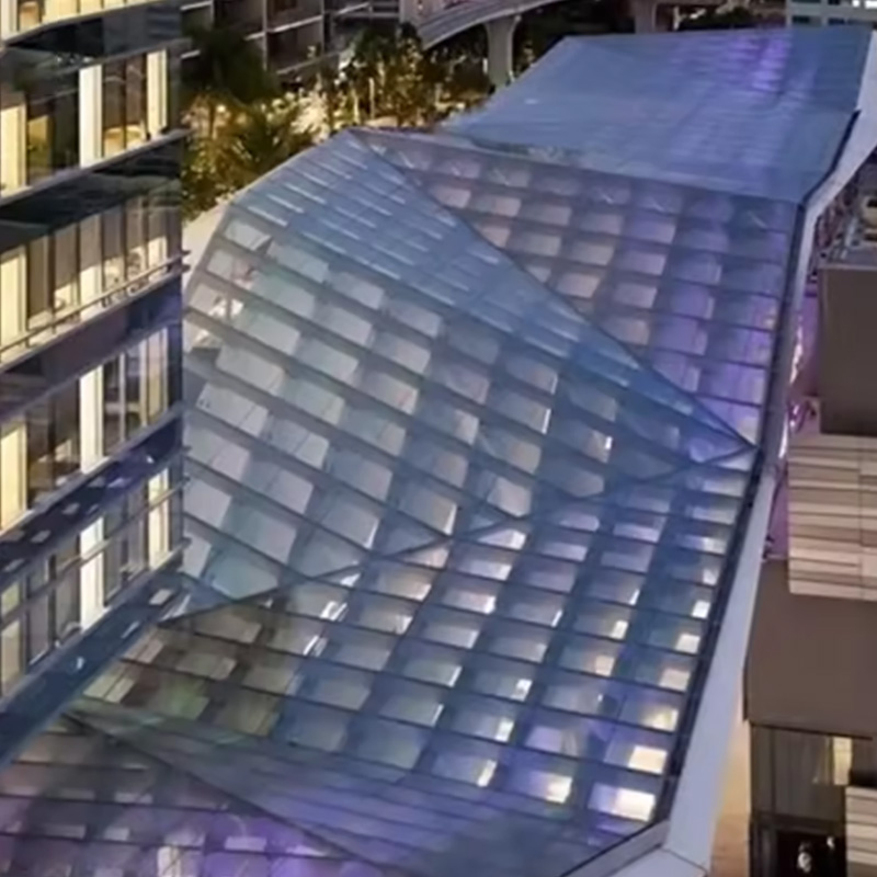 Customized Modern Large Scale Commercial Canopy Steel ETFE Membrane Structure Fire-retardant Waterproof Space Frame Warehouse