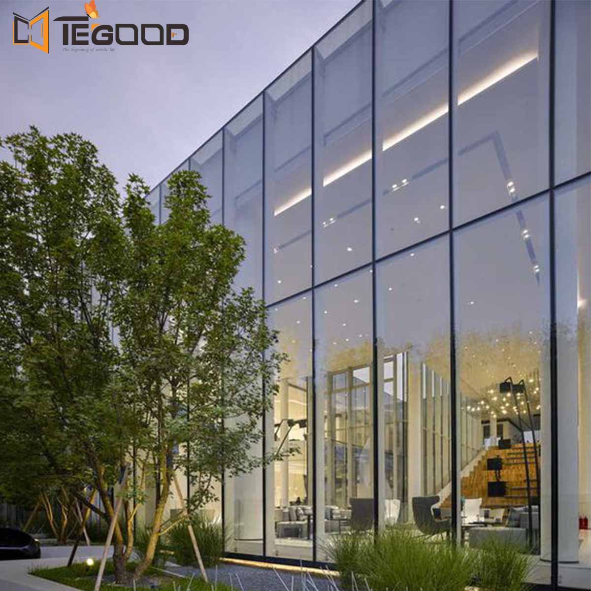 Modern Double Triple Glazed Cladding Outdoor Exterior Facade Unitized Stick Frame Spider System Aluminium Glass Curtain Wall