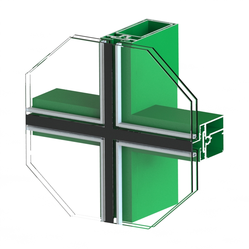 Glass Profile Aluminum Construction Unitized Curtain Wall Modern Architectural Frame