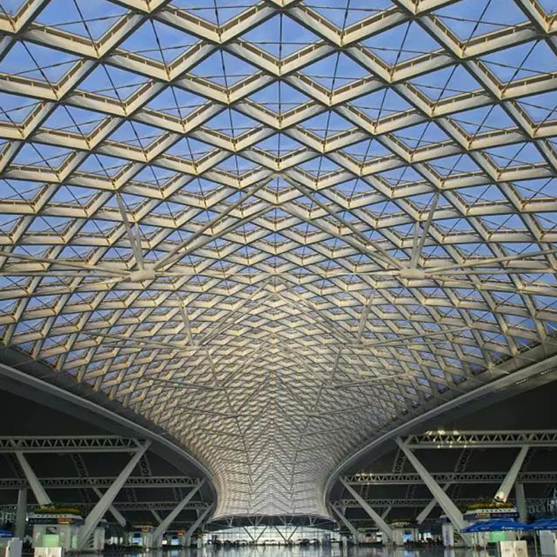Customized Modern Large Scale Commercial Canopy Steel ETFE Membrane Structure Fire-retardant Waterproof Space Frame Warehouse