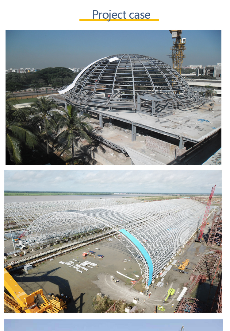 Hight Strength Prefab Galvanized Steel Space Frame Dome Structure