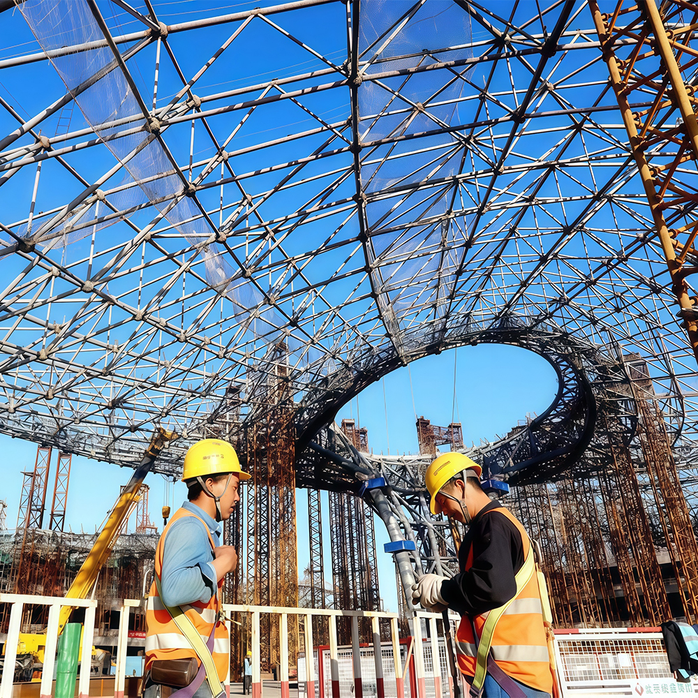 Prefabricated Steel Structure Buildings Sports Hall Basketball Gym Football Stadium Airport Terminal Space Frame