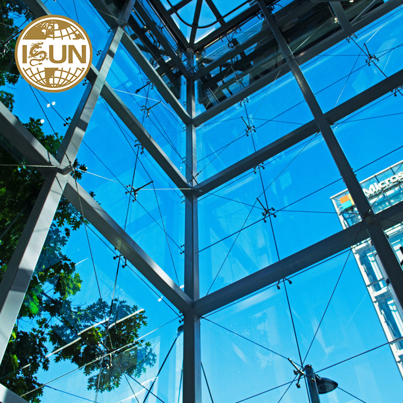 Unitized Frameless Spider Structures Glass Curtain Wall Facade Eco-Friendly Exterior Building Glass