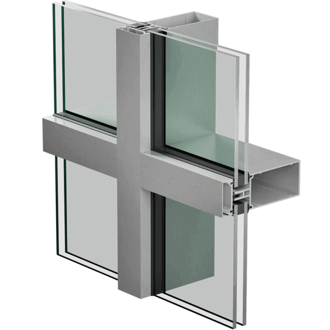 Exterior Visible Exposed or Concealed Frame Double Glass Aluminum Unitized Curtain Wall for Project