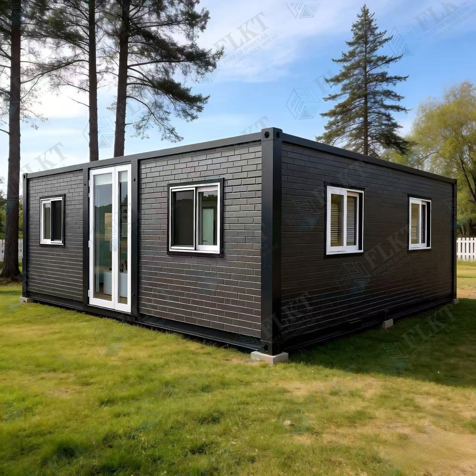 FLKT Luxury Flat Roof Expandable Double-wing Folding House Quick Assemble Insulated Light Gauge Steel Prefab House Flat Roof