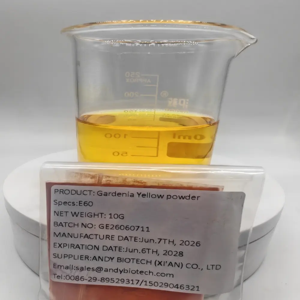 China Water Soluble Natural Gardenia Yellow Pigment Extracted from Gardenia Jasminoides Fruit for Food Color Suppliers, Factories