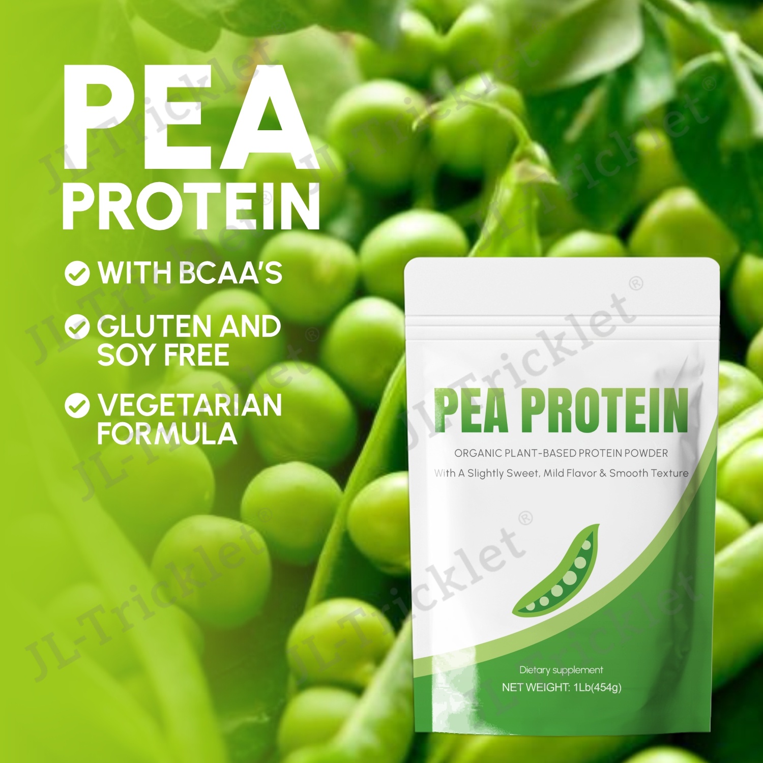 OEM Organic Pea Protein Powder Vegan Pea Protein Non-GMO Soy Free Pea Protein Supplement Rich in Branched Chain Amino Acids