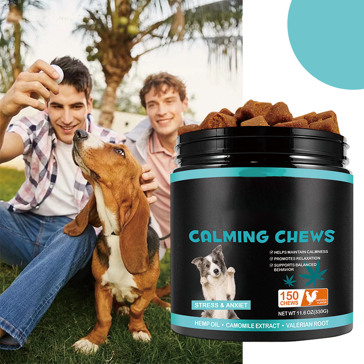 Natural Organic Dog Calming Chews Hemp Oil Stress And Anxiety Relief 150 Soft Chews Chicken Flavor For Pet Health Supplement